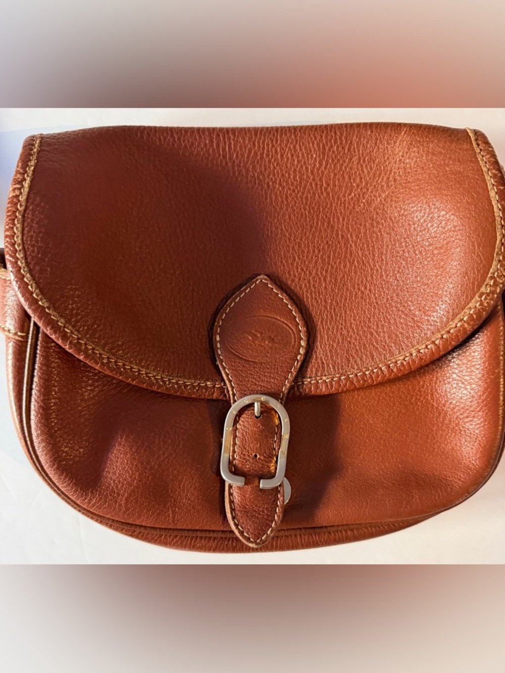 Longchamp Brown Leather Crossbody/Shoulder  Saddle Bag with Buckle - Picture 2 of 7